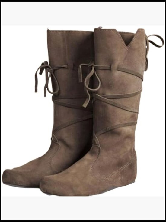 Men\'s Renaissance Boots Cosplay Halloween Viking Pirate Steampunk Riding Boots